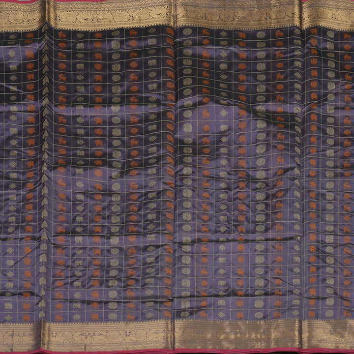 Hayagrivas Mild Purple Pure Kanchi Silk Cotton Saree with Pink Edging KBE1695K13-2