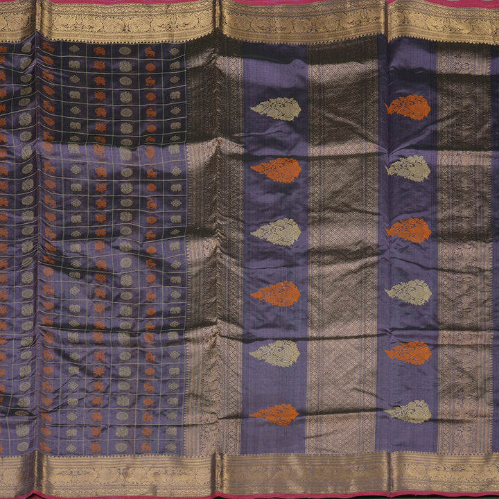 Hayagrivas Mild Purple Pure Kanchi Silk Cotton Saree with Pink Edging KBE1695K13-2