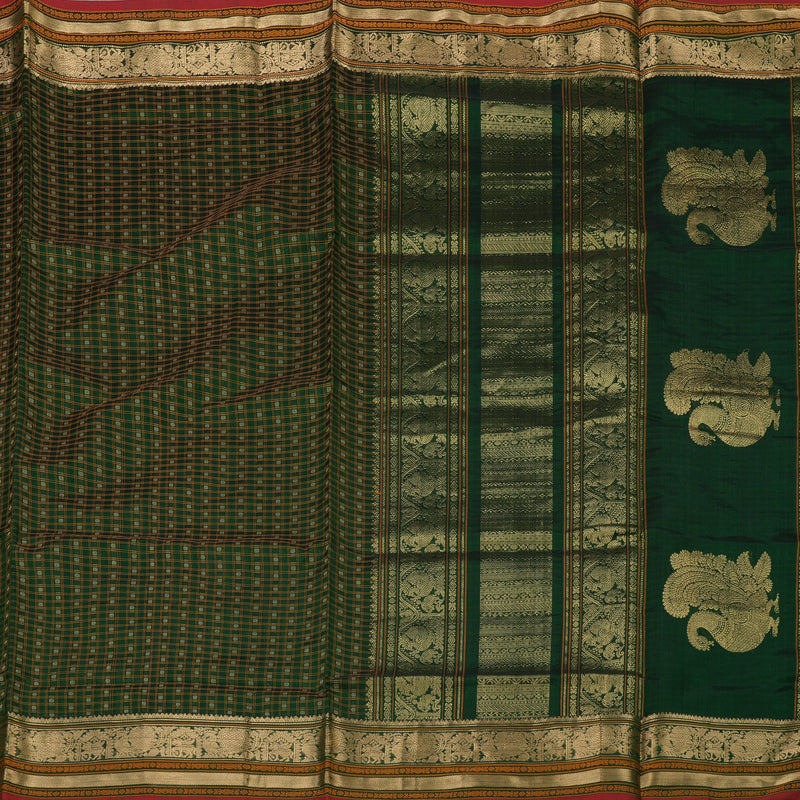 Hayagrivas Bottle Green Pure Kanchi Silk Cotton Saree KBE1695K13-21