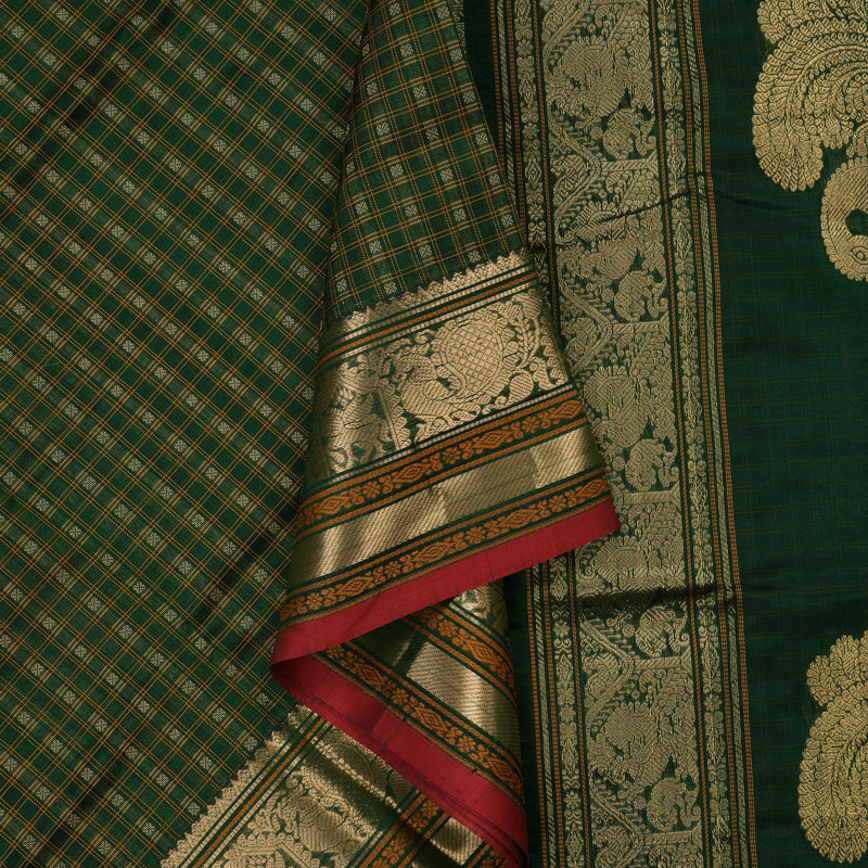 Hayagrivas Bottle Green Pure Kanchi Silk Cotton Saree KBE1695K13-21