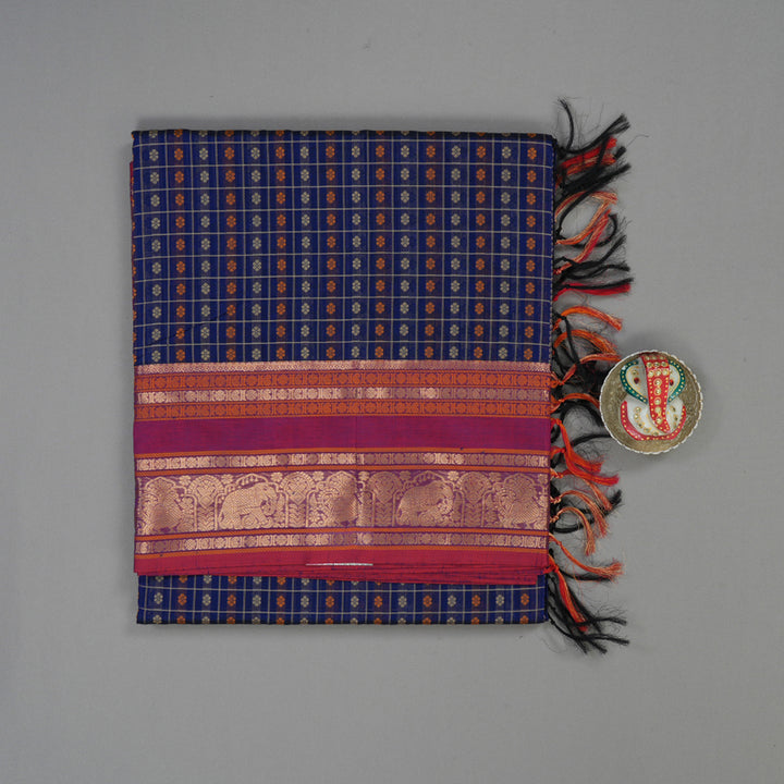 Hayagrivas Royal Blue Pure Kanchi Silk Cotton Saree KBE1695K13-24