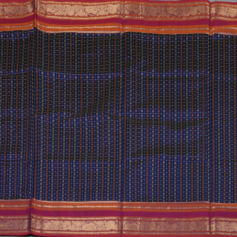 Hayagrivas Royal Blue Pure Kanchi Silk Cotton Saree KBE1695K13-24