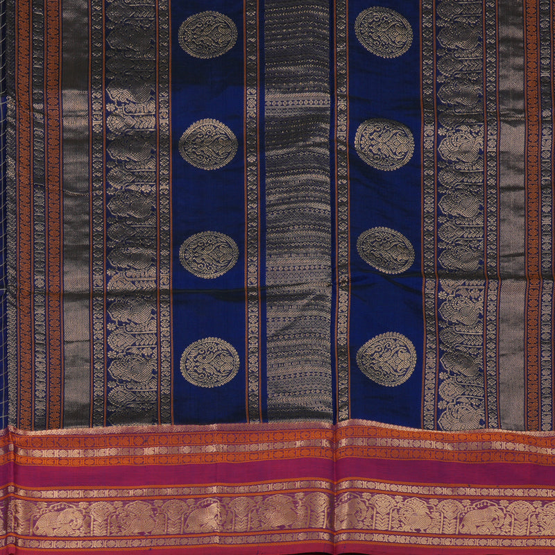 Hayagrivas Royal Blue Pure Kanchi Silk Cotton Saree KBE1695K13-24