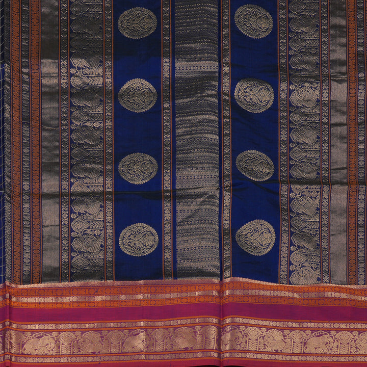 Hayagrivas Royal Blue Pure Kanchi Silk Cotton Saree KBE1695K13-24