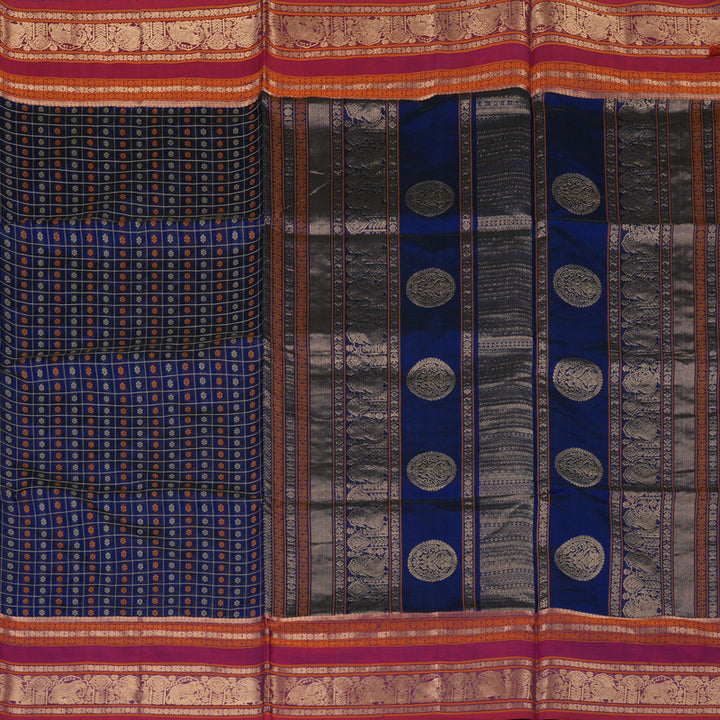 Hayagrivas Royal Blue Pure Kanchi Silk Cotton Saree KBE1695K13-24