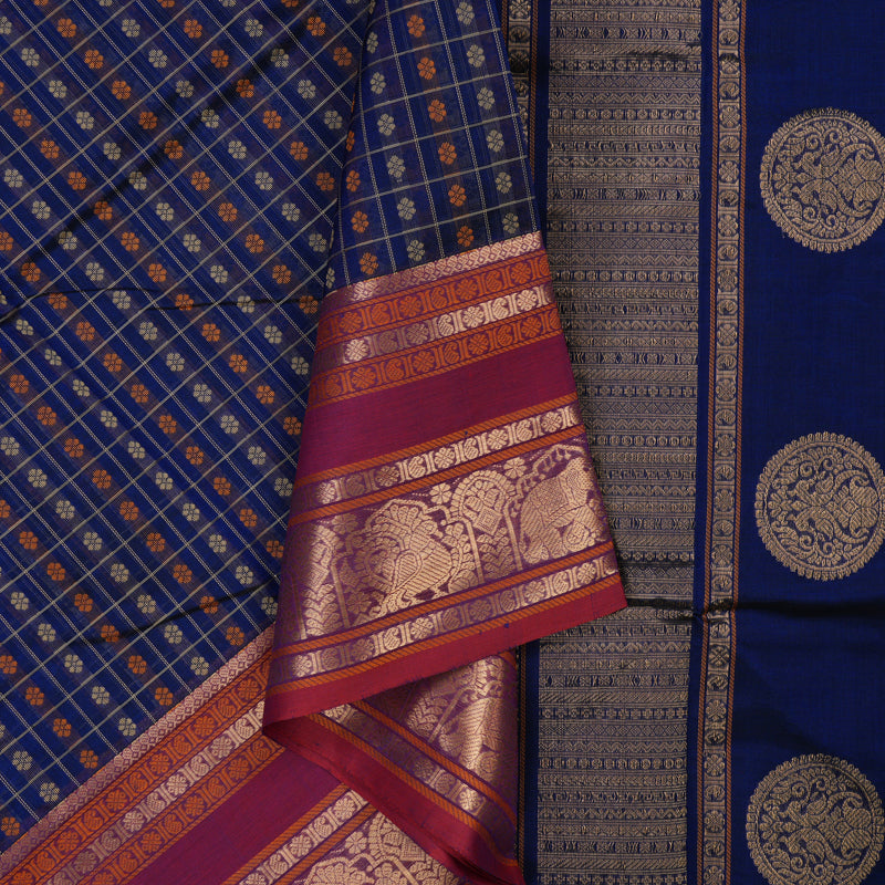 Hayagrivas Royal Blue Pure Kanchi Silk Cotton Saree KBE1695K13-24