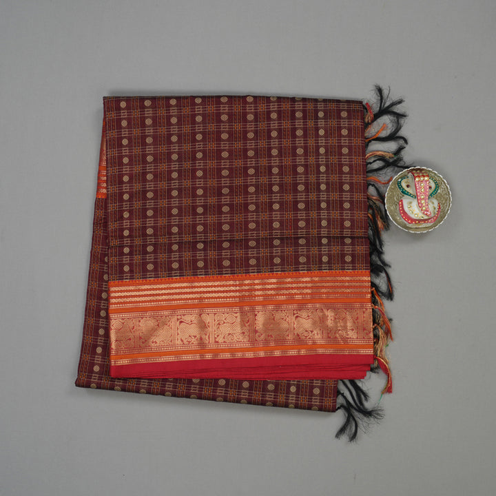 Hayagrivas Wine Maroon Pure Kanchi Silk Cotton Saree KBE1695K13-8