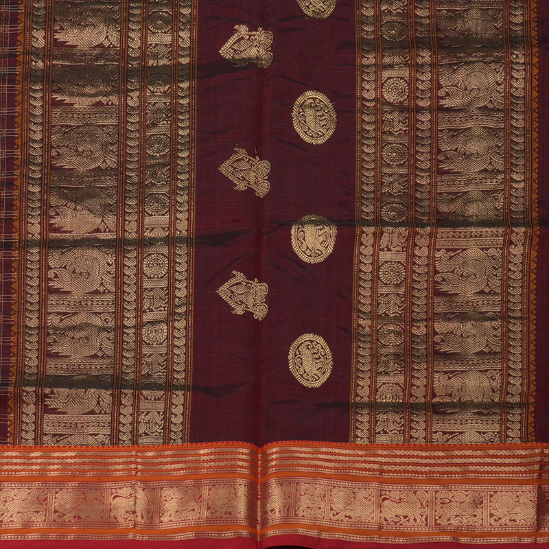 Hayagrivas Wine Maroon Pure Kanchi Silk Cotton Saree KBE1695K13-8
