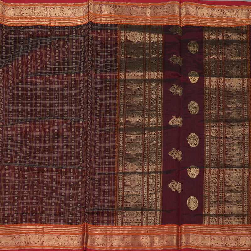 Hayagrivas Wine Maroon Pure Kanchi Silk Cotton Saree KBE1695K13-8