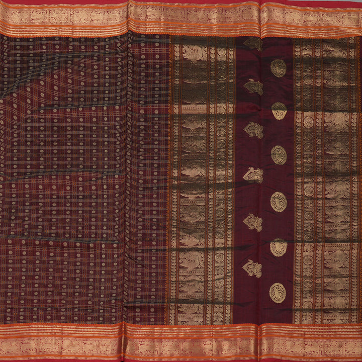 Hayagrivas Wine Maroon Pure Kanchi Silk Cotton Saree KBE1695K13-8