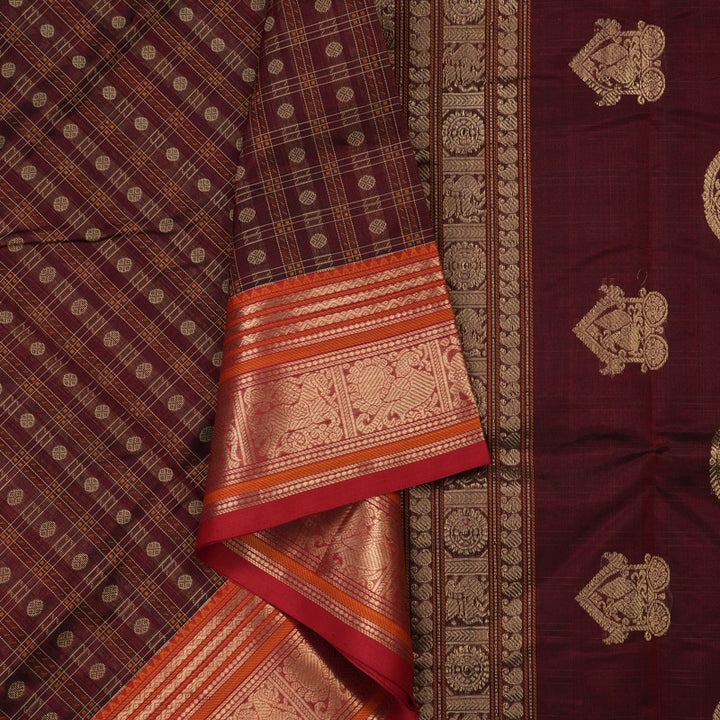 Hayagrivas Wine Maroon Pure Kanchi Silk Cotton Saree KBE1695K13-8