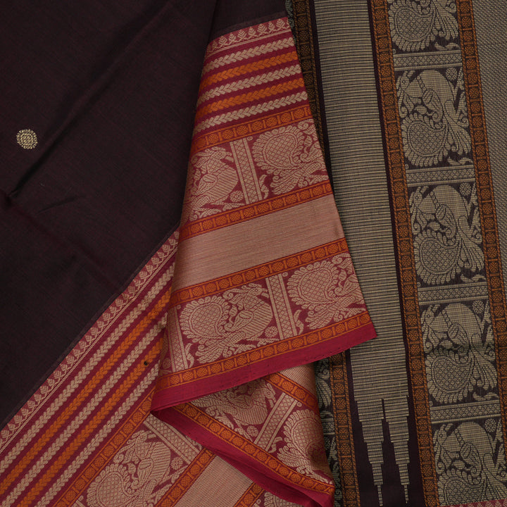 Hayagrivas Burgundy Pure Kanchi Silk Cotton Saree KBE1695K3-1