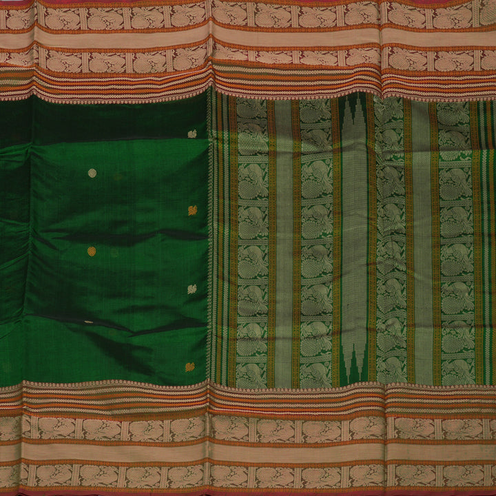 Hayagrivas Bottle Green Pure Kanchi Silk Cotton Saree KBE1695K3-2