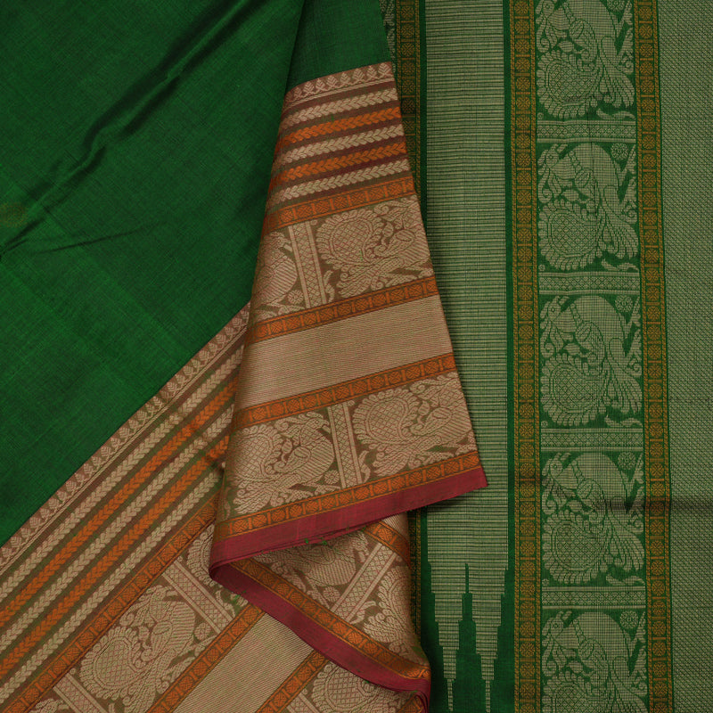 Hayagrivas Bottle Green Pure Kanchi Silk Cotton Saree KBE1695K3-2