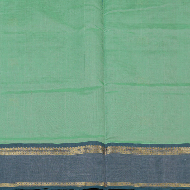 Hayagrivas Light Mint Green Pure Kanchi Silk Cotton Saree with Bluish Grey Border KBE1695K4-2
