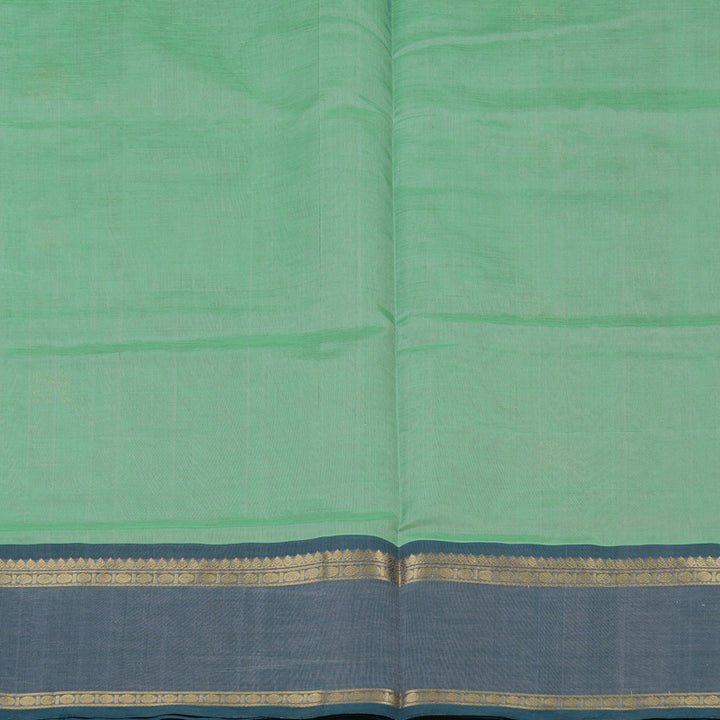 Hayagrivas Light Mint Green Pure Kanchi Silk Cotton Saree with Bluish Grey Border KBE1695K4-2