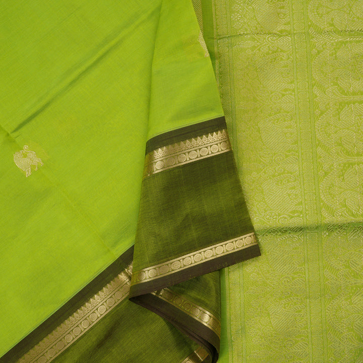 Hayagrivas Neon Green Soft Kanchi Silk Cotton Saree KBE1695K4-7