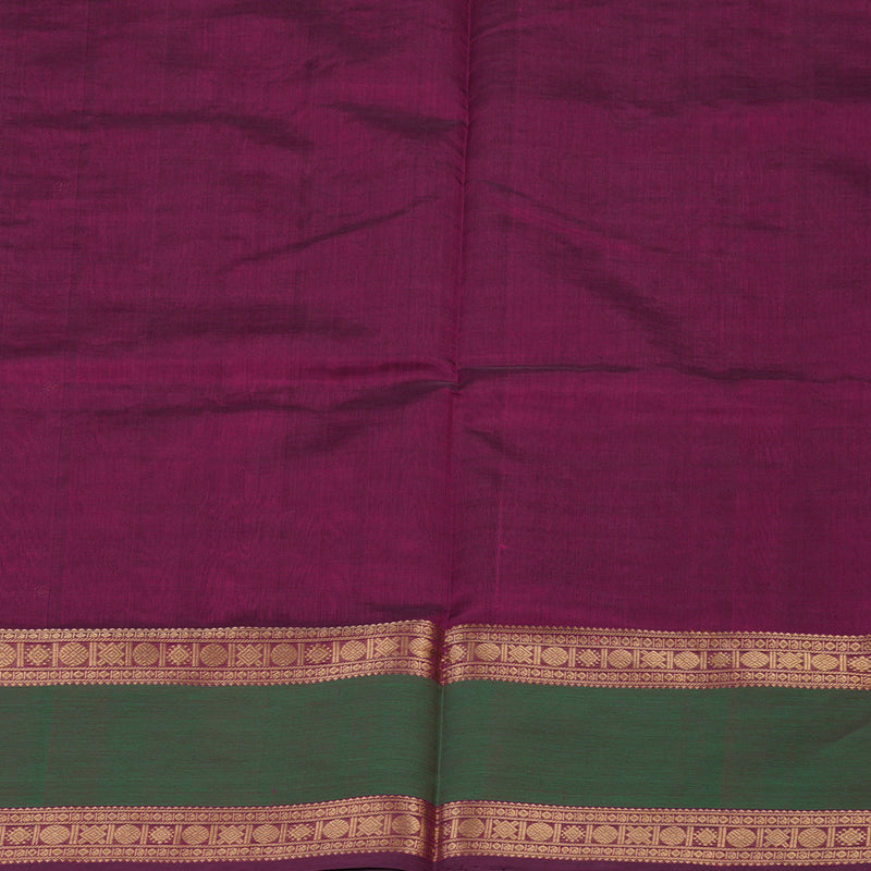 Hayagrivas Wine Purple Soft Kanchi Silk Cotton Saree with Green border KBE1695K5-6