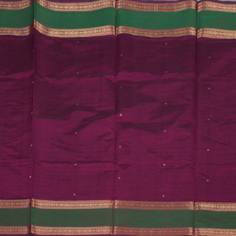 Hayagrivas Wine Purple Soft Kanchi Silk Cotton Saree with Green border KBE1695K5-6