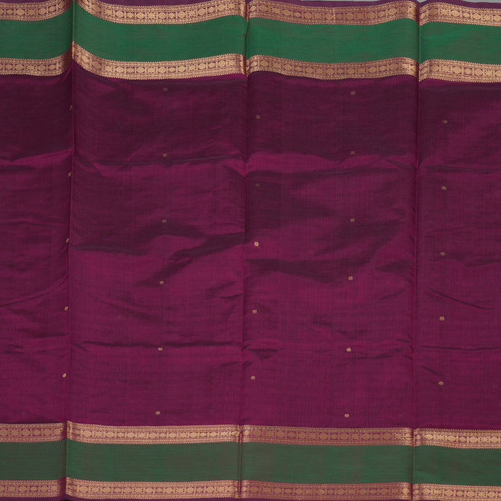 Hayagrivas Wine Purple Soft Kanchi Silk Cotton Saree with Green border KBE1695K5-6