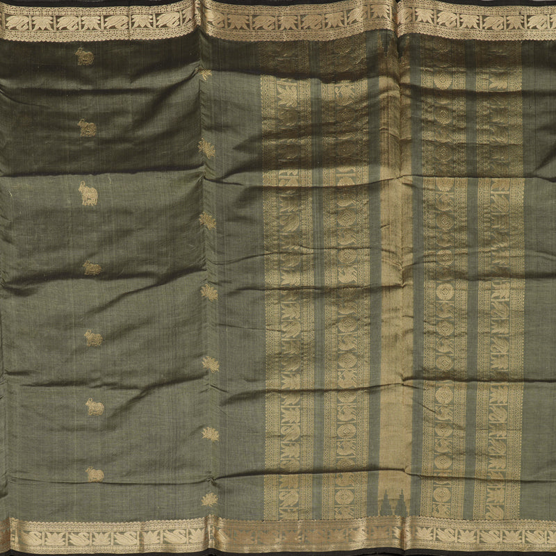 Hayagrivas Elephant Grey Pure Silk Cotton Saree KBE1695K6-5