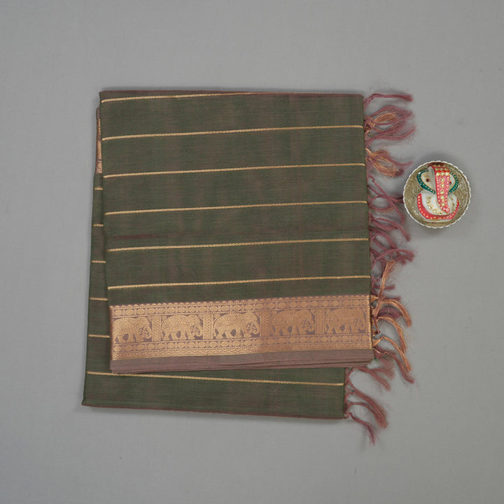 Hayagrivas Dual Tone (Rosewood & Green) Pure Kanchi Silk Cotton Saree KBE1695K6-7