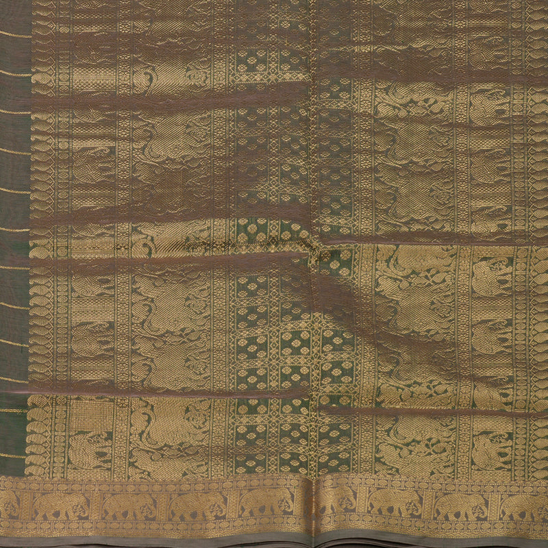 Hayagrivas Dual Tone (Rosewood & Green) Pure Kanchi Silk Cotton Saree KBE1695K6-7