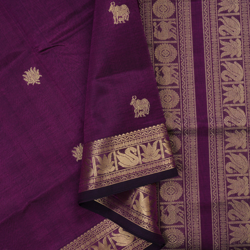 Hayagrivas Deep Purple Soft Kanchi Silk Cotton Saree KBE1695K6-9