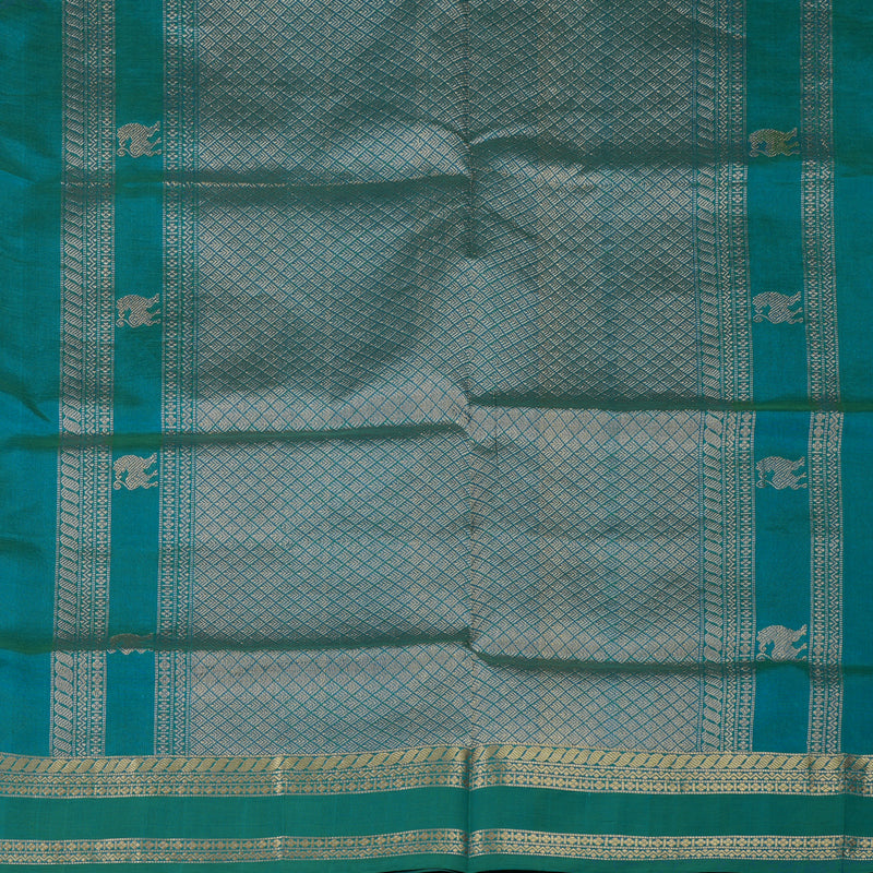 Hayagrivas Blue-Green Pure Kanchi Silk Cotton Saree KBE1695K7-1