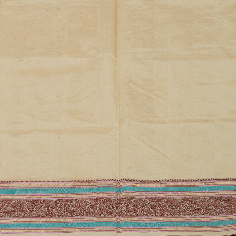 Hayagrivas Cream Pure Kanchi Silk Cotton Saree with Multicolour Thread Work Border KBE1695K7-15