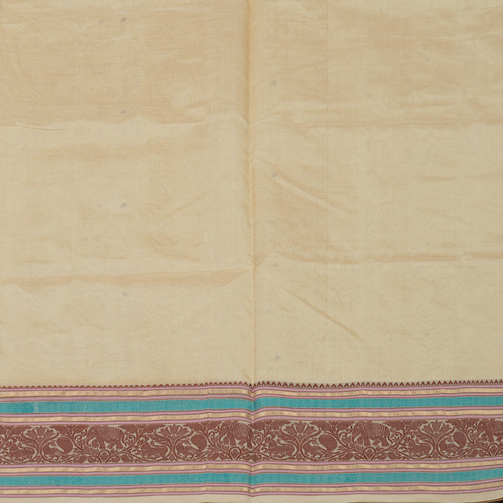 Hayagrivas Cream Pure Kanchi Silk Cotton Saree with Multicolour Thread Work Border KBE1695K7-15