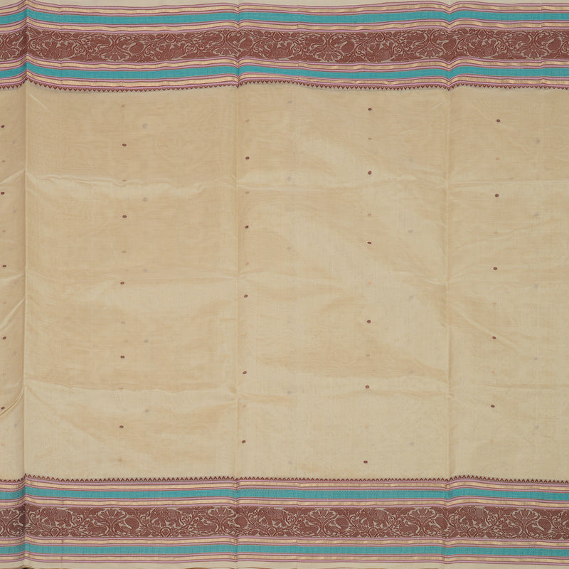 Hayagrivas Cream Pure Kanchi Silk Cotton Saree with Multicolour Thread Work Border KBE1695K7-15