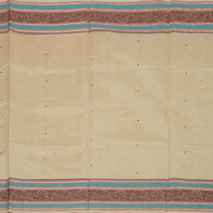 Hayagrivas Cream Pure Kanchi Silk Cotton Saree with Multicolour Thread Work Border KBE1695K7-15