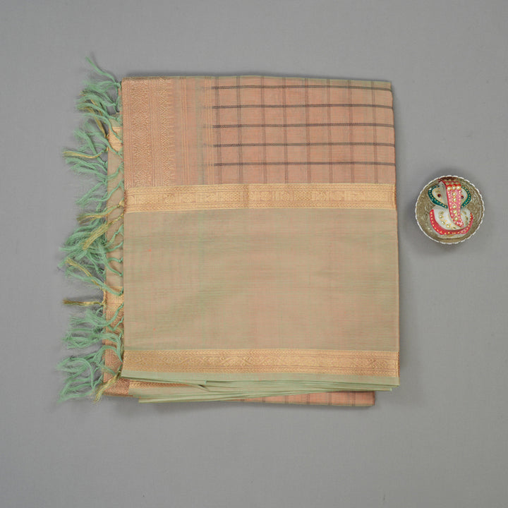 Hayagrivas Dual Tone (Peach & Pista Green) Pure Kanchi Silk Cotton Saree KBE1695K7-6