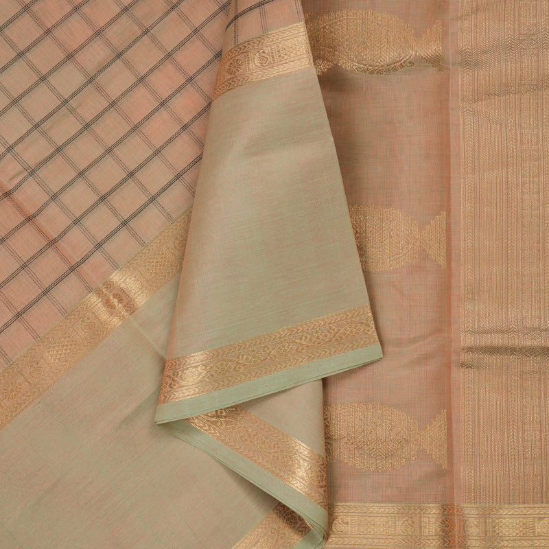 Hayagrivas Dual Tone (Peach & Pista Green) Pure Kanchi Silk Cotton Saree KBE1695K7-6
