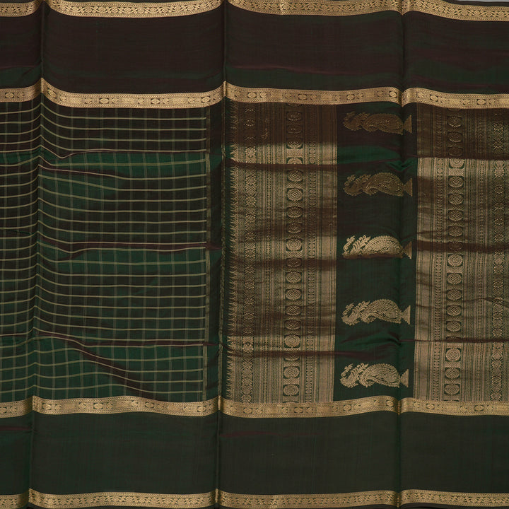 Hayagrivas Bottle Green Pure Kanchi Silk Cotton Saree KBE1695K7-8