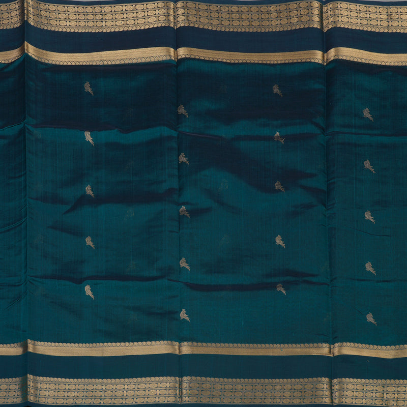 Hayagrivas Dark Teal Soft Kanchi Silk Cotton Saree KBE1695K8-7