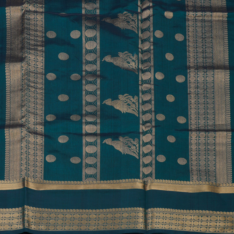 Hayagrivas Dark Teal Soft Kanchi Silk Cotton Saree KBE1695K8-7