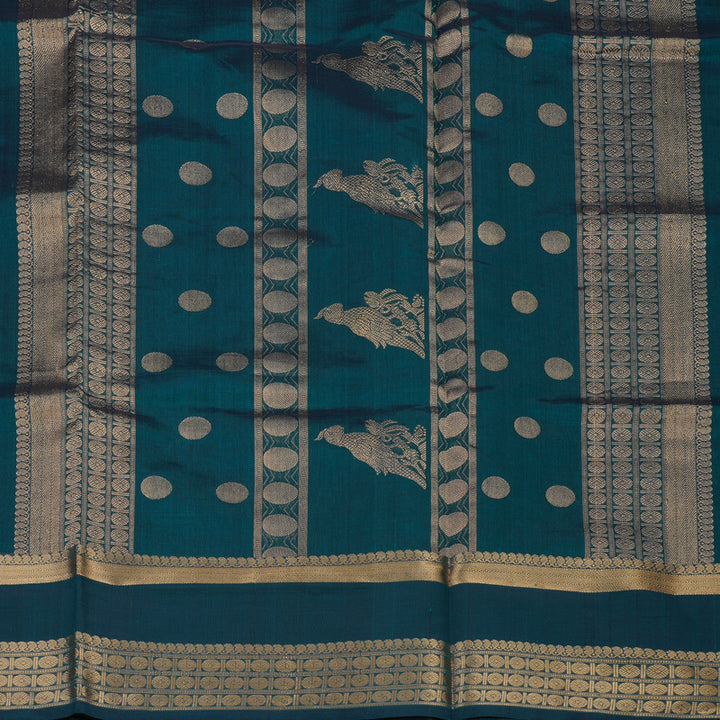 Hayagrivas Dark Teal Soft Kanchi Silk Cotton Saree KBE1695K8-7