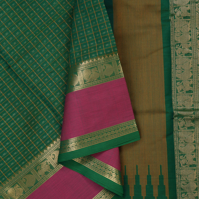 Hayagrivas Green Pure Kanchi Silk Cotton Saree KBE1695K9-4