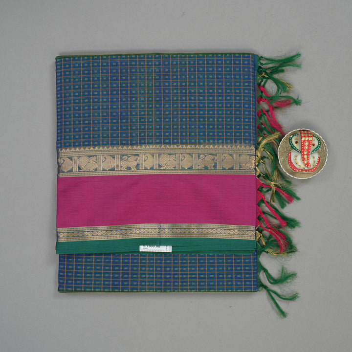 Hayagrivas Mayilkazhuthu Soft Kanchi Silk Cotton Saree with Pink border KBE1695K9-7