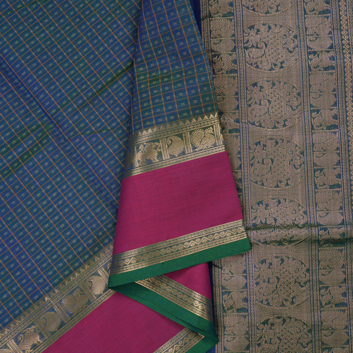 Hayagrivas Mayilkazhuthu Soft Kanchi Silk Cotton Saree with Pink border KBE1695K9-7