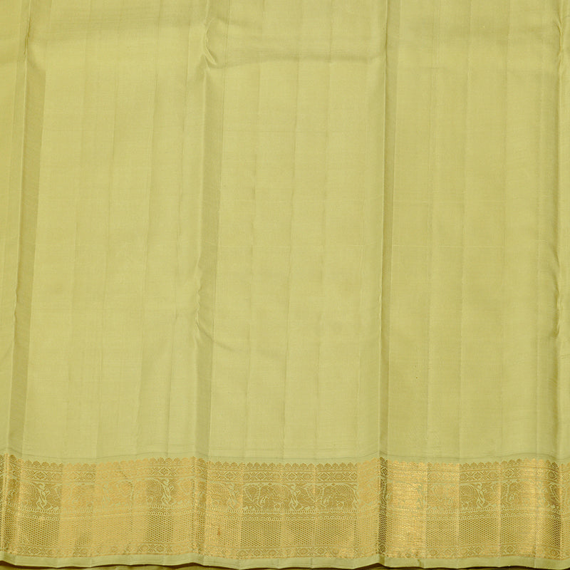 Hayagrivas Beige Handloom Kanjivaram Silk Saree with Elaichi Green Border KBE169D1-1