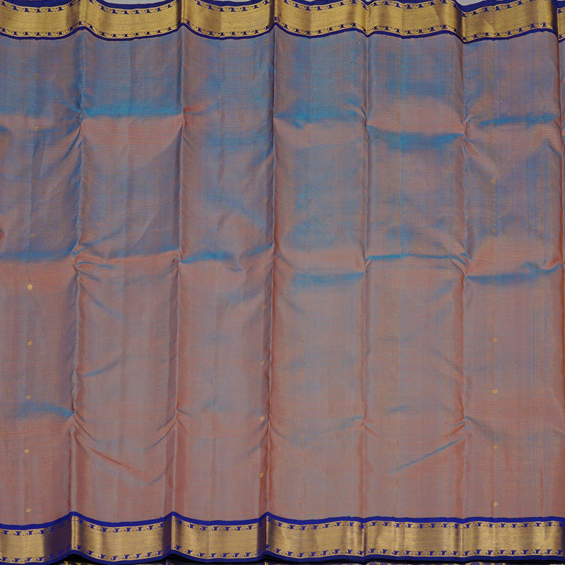 Hayagrivas Dual Tone Orange With Blue Handloom Kanjivaram Silk Saree with Blue Border KBE16D10-1