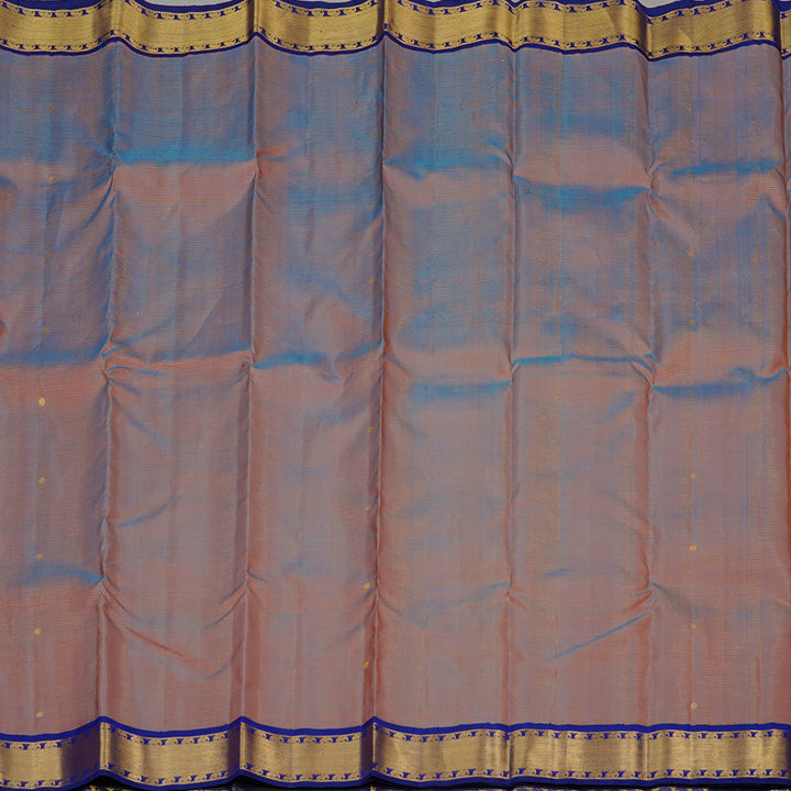 Hayagrivas Dual Tone Orange With Blue Handloom Kanjivaram Silk Saree with Blue Border KBE16D10-1