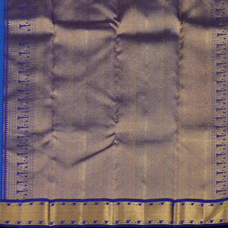 Hayagrivas Dual Tone Orange With Blue Handloom Kanjivaram Silk Saree with Blue Border KBE16D10-1