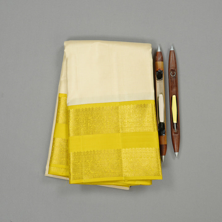 Hayagrivas Handloom Kanjivaram Silk Saree in Serene Half White KBE16D2-3