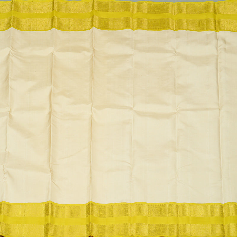 Hayagrivas Handloom Kanjivaram Silk Saree in Serene Half White KBE16D2-3