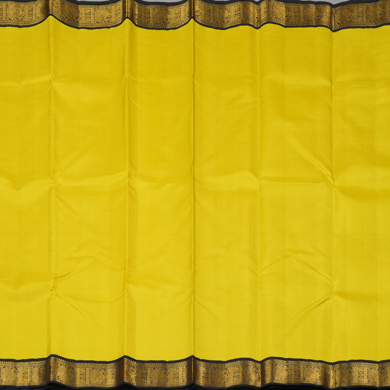 Hayagrivas Lemon Yellow Handloom Kanjivaram Silk Saree with Black Border KBE16D4-2