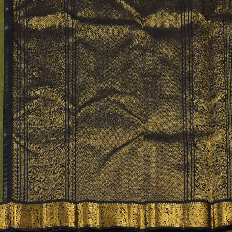 Hayagrivas Lemon Yellow Handloom Kanjivaram Silk Saree with Black Border KBE16D4-2